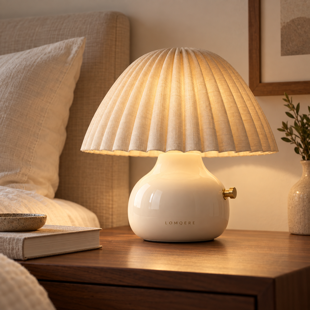 LOMQERE Pleated Ceramic Table Lamp