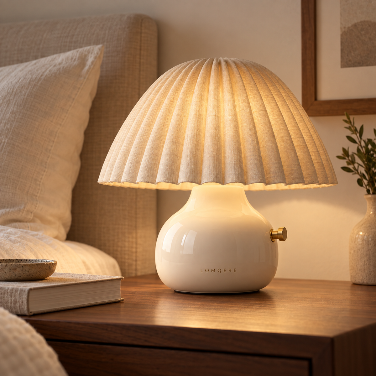 LOMQERE Pleated Ceramic Table Lamp