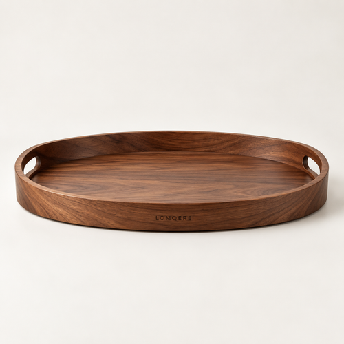 LOMQERE Oval Walnut Serving Tray
