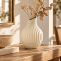 LOMQERE Ribbed Ivory Ceramic Vase