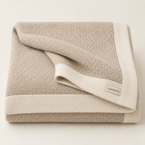 LOMQERE Oatmeal Woven Throw