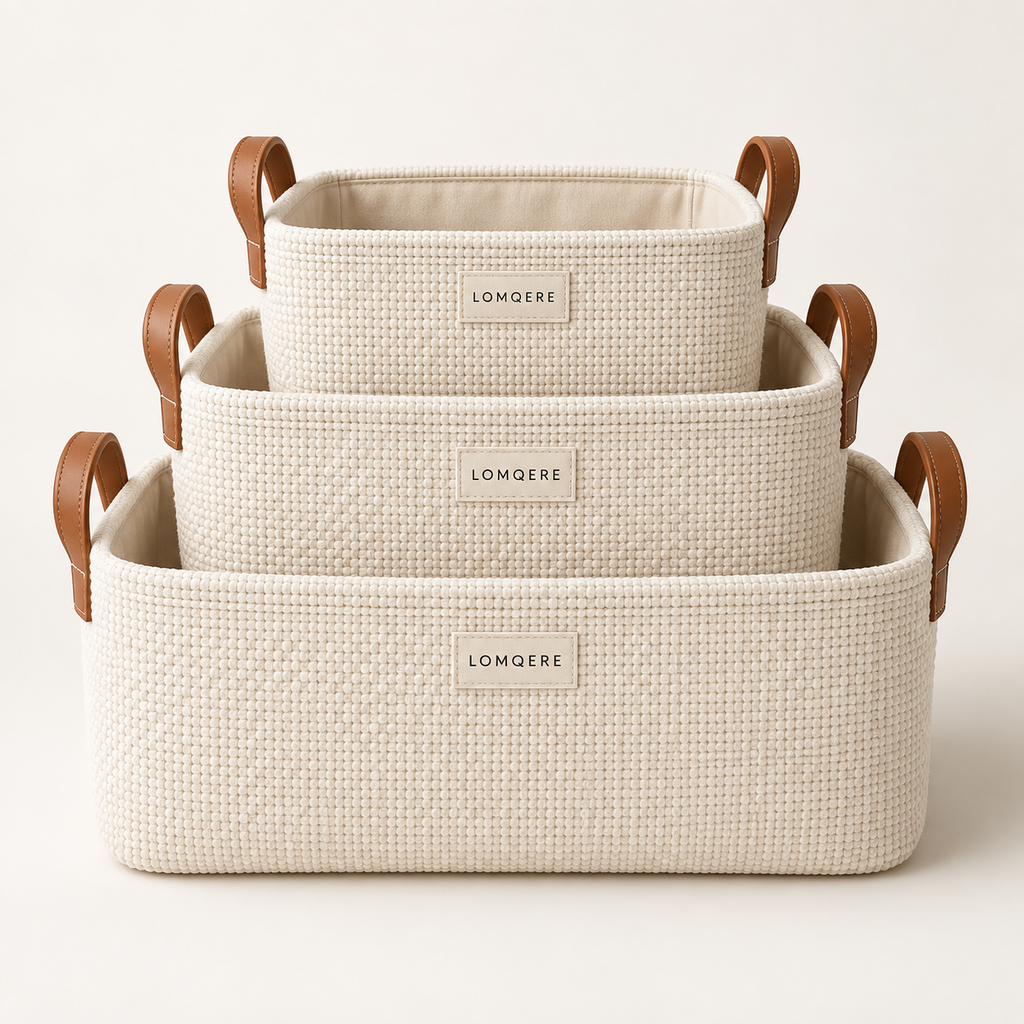 LOMQERE Textured Nesting Storage Baskets