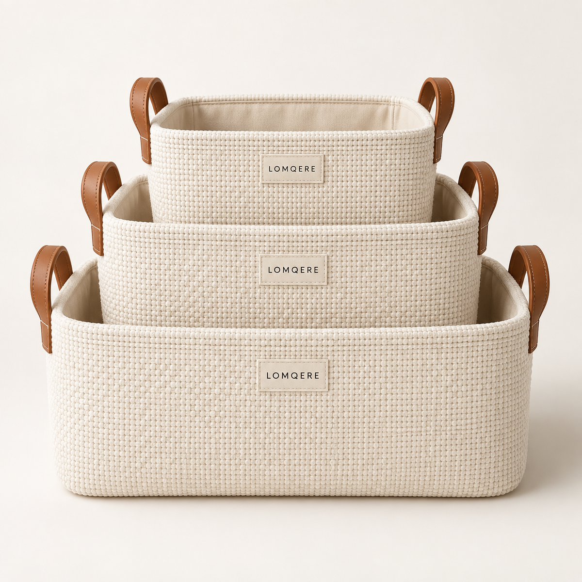 LOMQERE Textured Nesting Storage Baskets